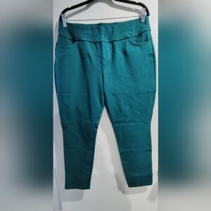 Susan Graver Women's Dark Teal Ankle Pants- Petite Large